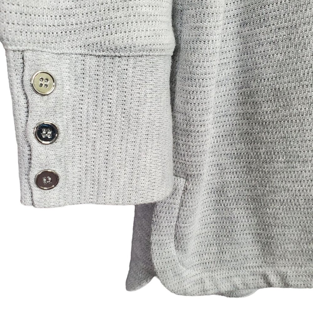 Talbots Size 2X Shirt Button Cuff Sparkle Knit Tunic Silver Gray Shimmer - Picture 9 of 9